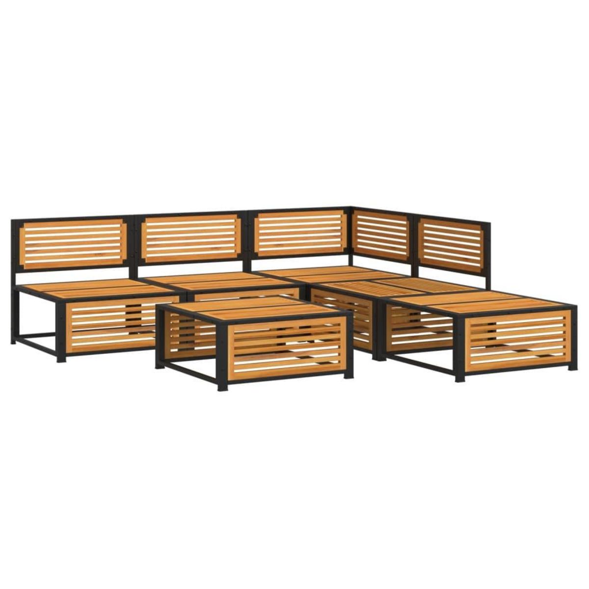 VIDAXL Salon de jardin avec coussins 6 pcs bois d'acacia solide