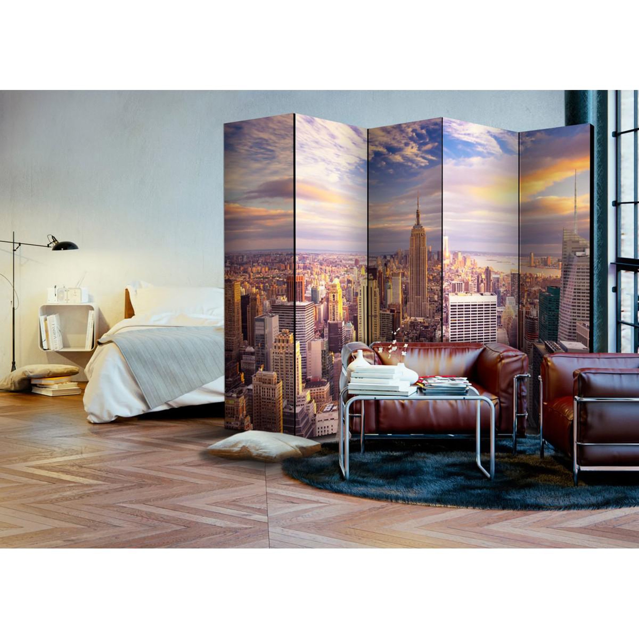 Voir la diapositive 2 : Paris Prix Paravent 5 volets  new york morning  172x225cm