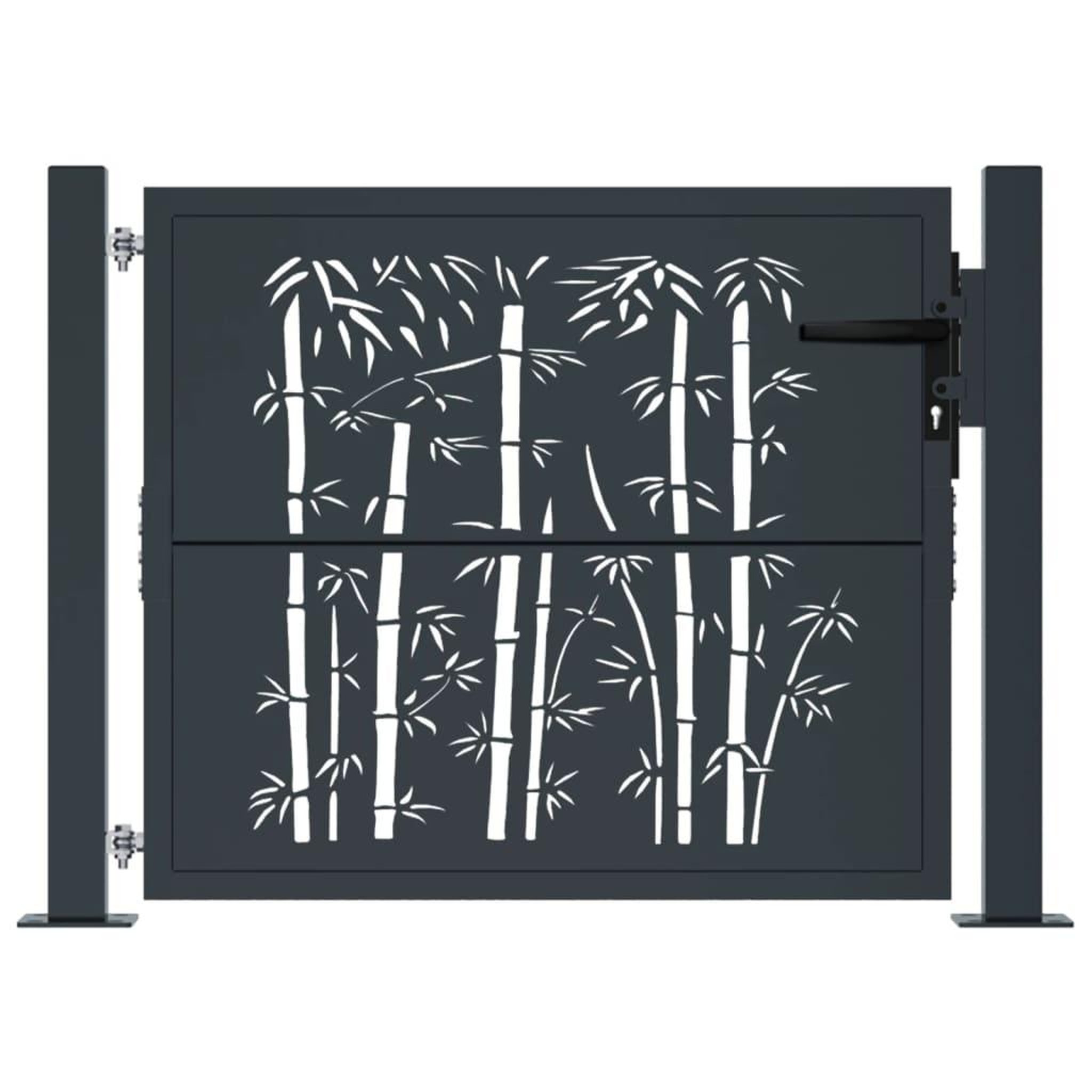 Voir la diapositive 3 : VIDAXL Portail de jardin anthracite 105x105 cm acier design de bambou