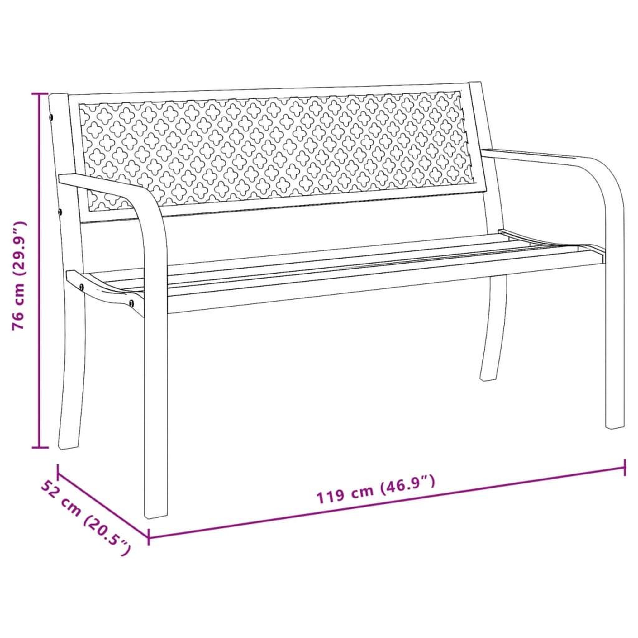 Voir la diapositive 6 : VIDAXL Banc de jardin 119 cm noir acier