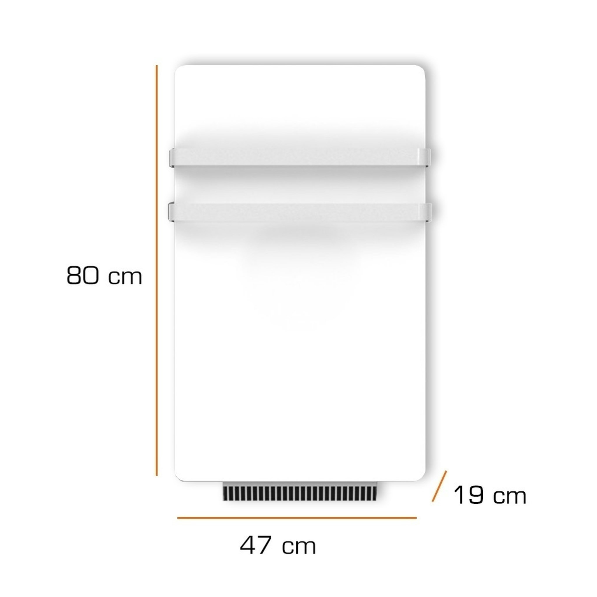 Voir la diapositive 4 : CARRERA Sèche-serviettes électrique 500W avec soufflerie 900W à rayonnement en verre blanc
