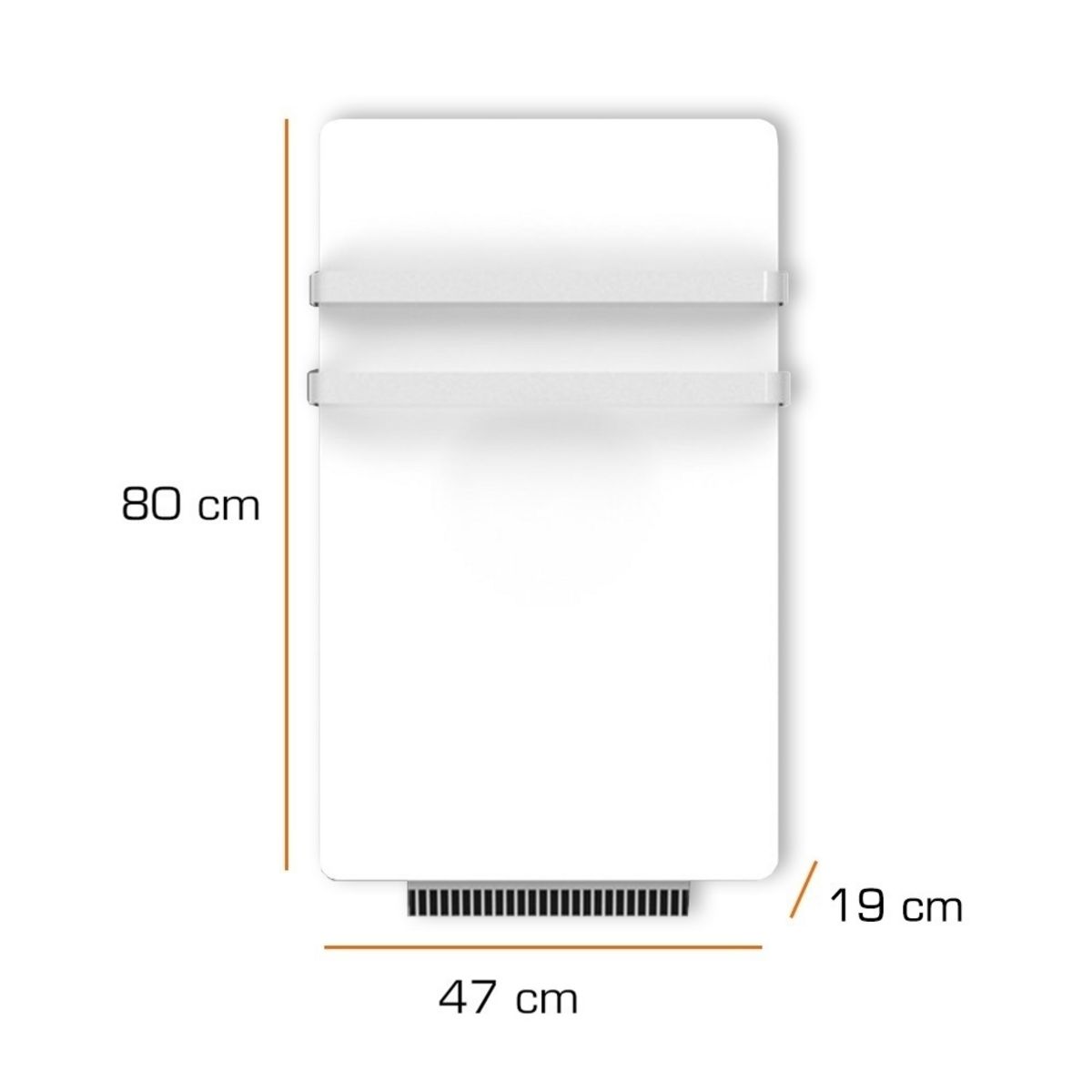 CARRERA Sèche-serviettes électrique 500W avec soufflerie 900W à rayonnement en verre blanc