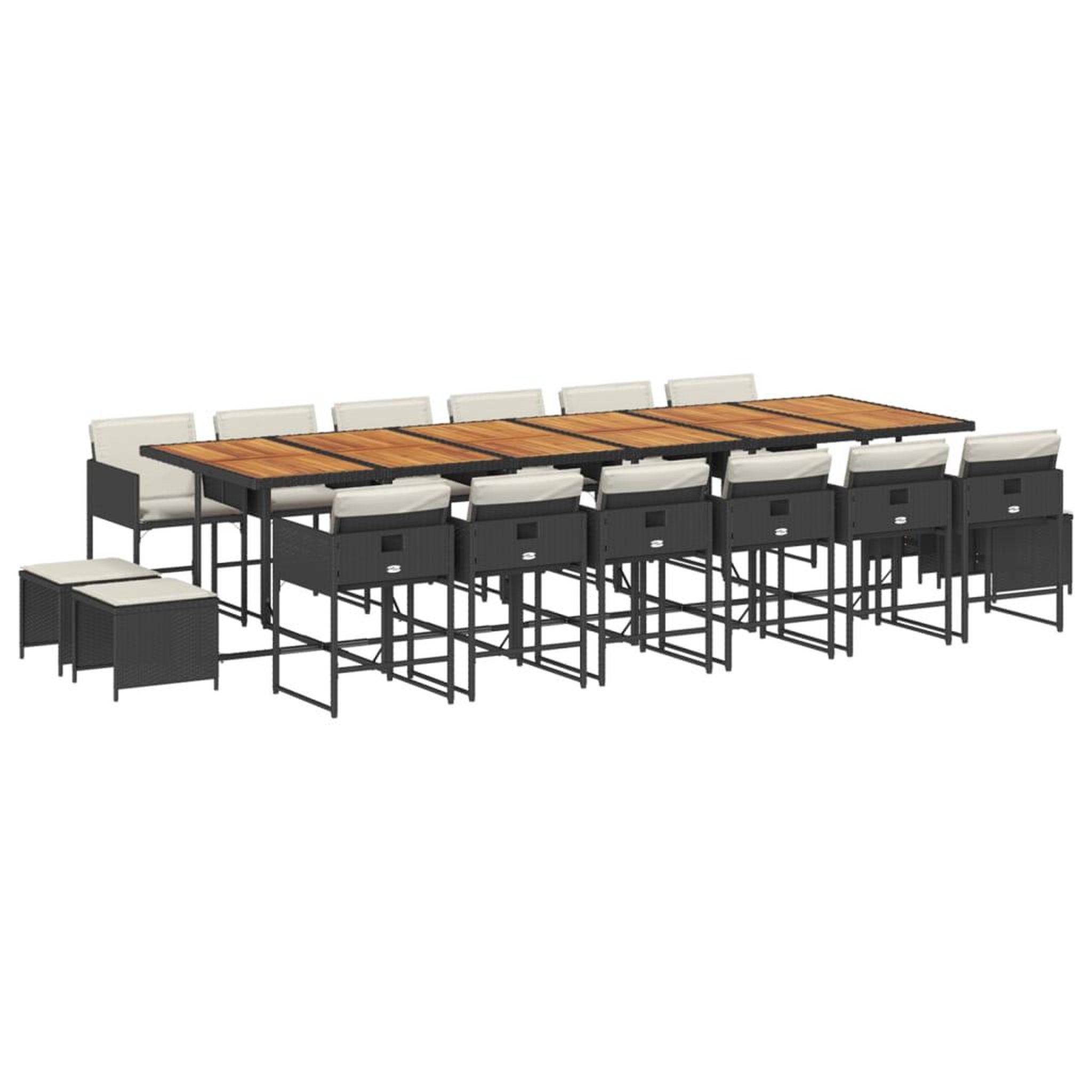 Voir la diapositive 2 : VIDAXL Ensemble a manger de jardin 17 pcs coussins noir resine tressee
