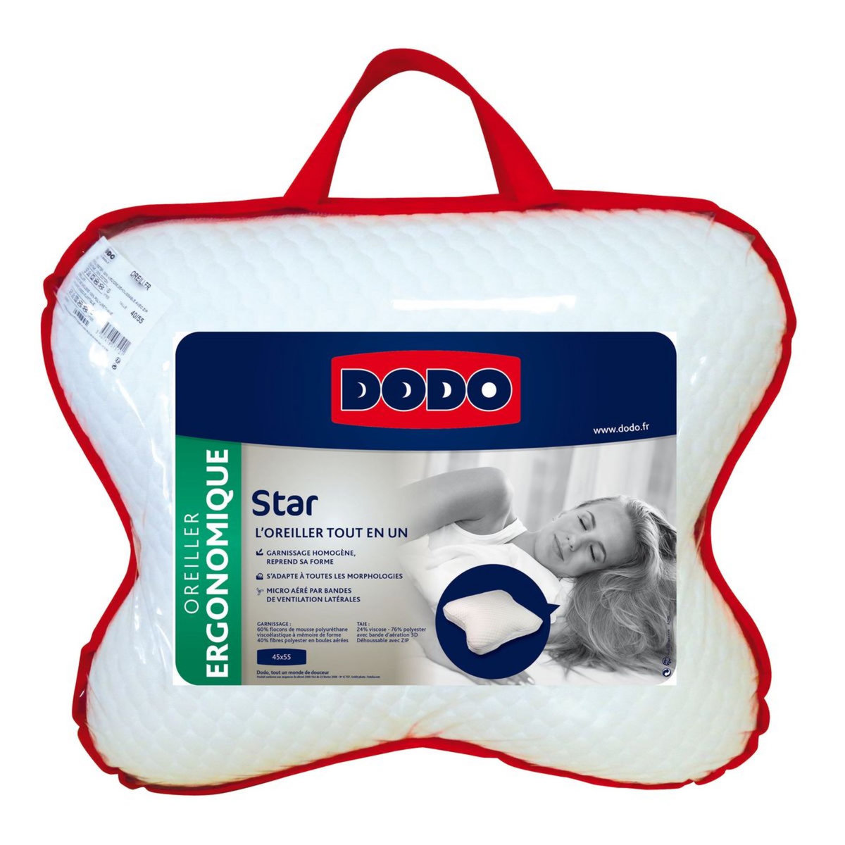 Oreiller DODO ergonomique à mémoire de forme - 60x60 cm - VEGETAL - Achat & prix