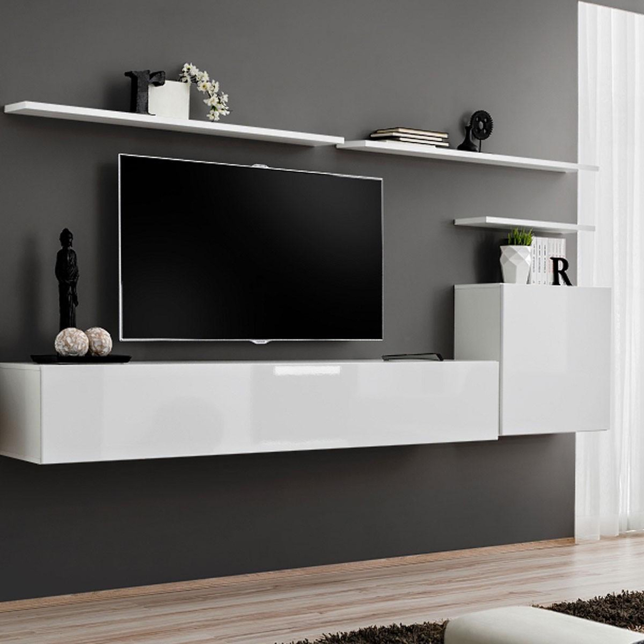 Voir la diapositive 3 : Paris Prix Meuble tv mural design  switch i  330cm blanc