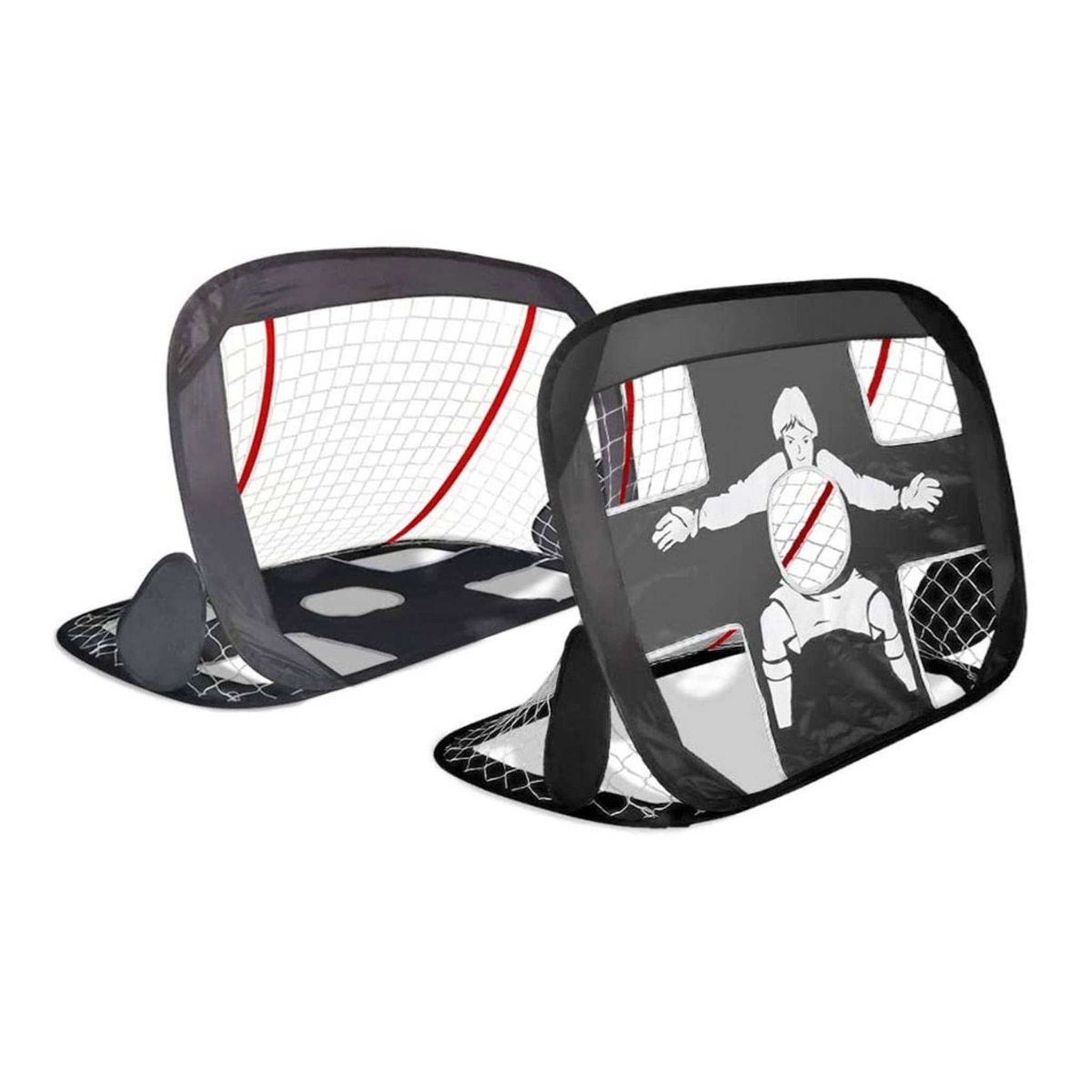 Voir la diapositive 1 : DE FAUGERES Cage de foot pliable  2 en 1  120cm noir