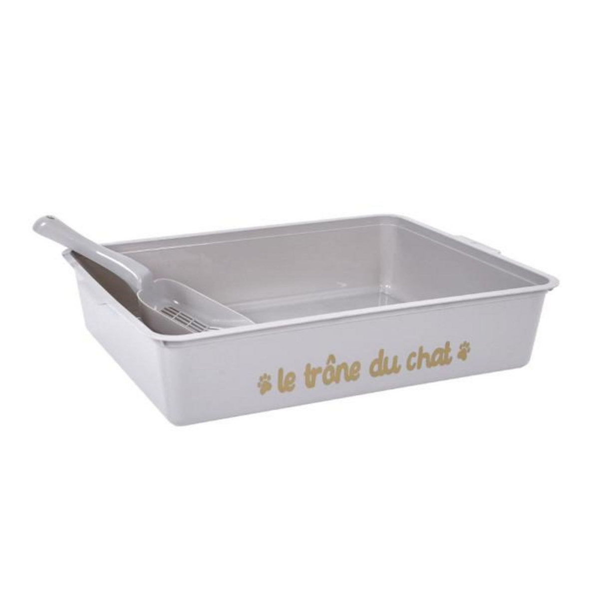 Paris Prix Bac à Litière & Pelle  Chat  42cm Gris