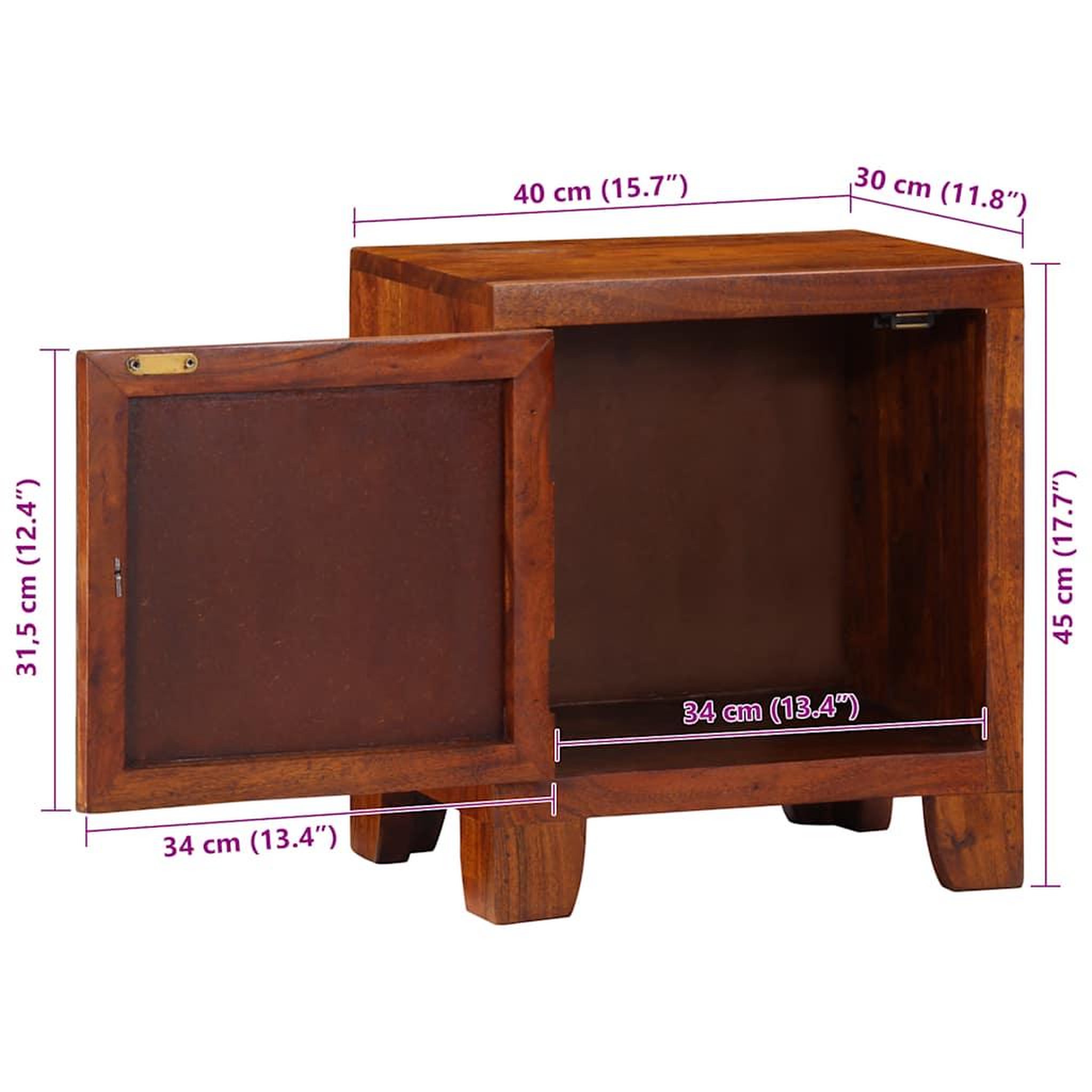 Voir la diapositive 6 : VIDAXL Table de chevet 40x30x45 cm bois d'acacia massif