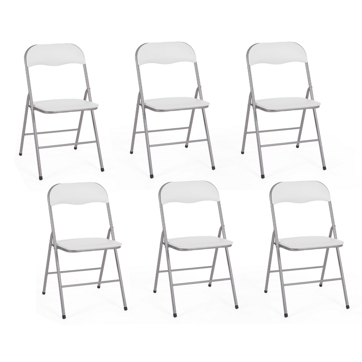 ID MARKET Lot de 6 chaises pliantes KITY blanches en PU