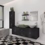 VIDAXL Meuble de salle de bain 11 pcs avec lavabo et robinet Noir