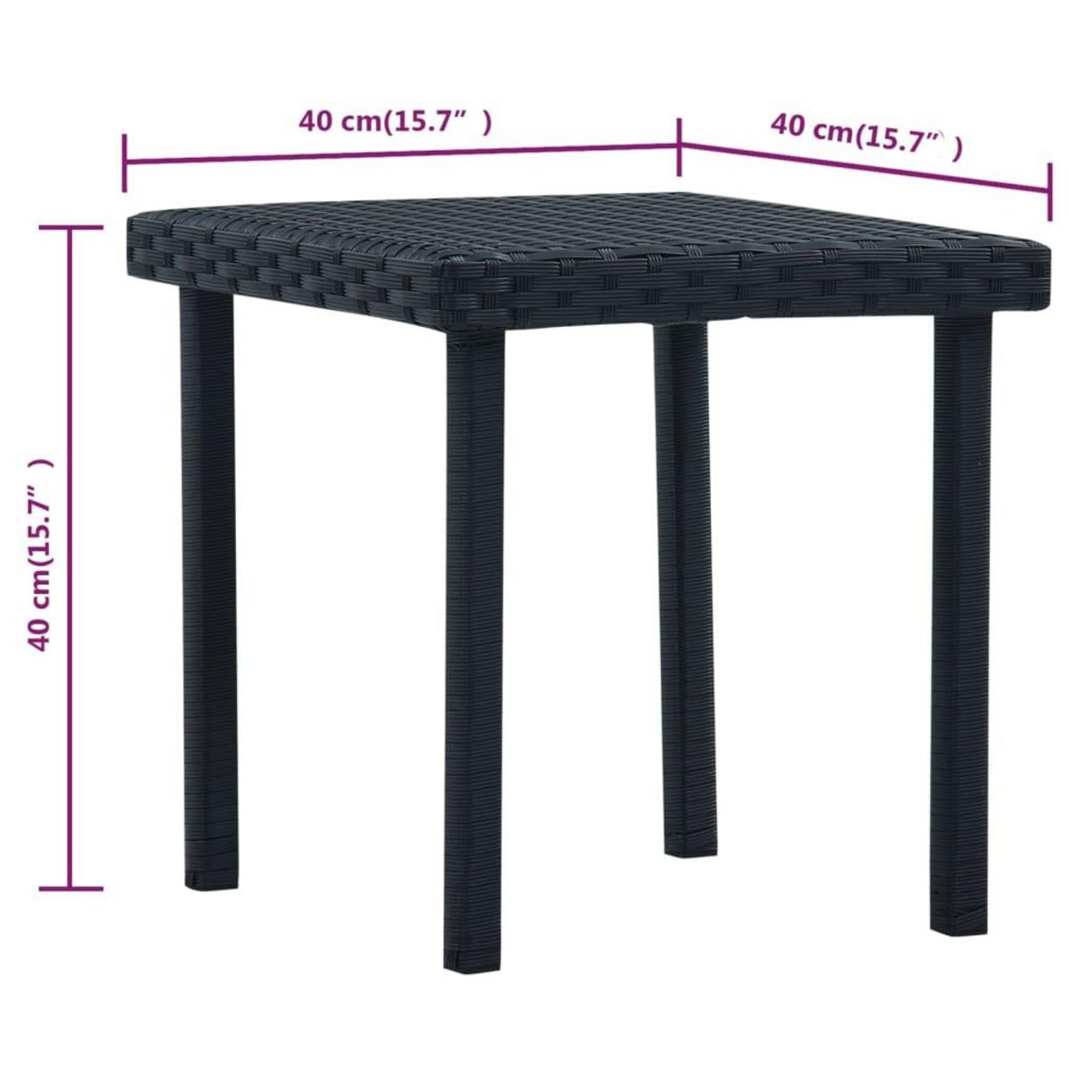 VIDAXL Table a the de jardin Noir 40x40x40 cm Resine tressee