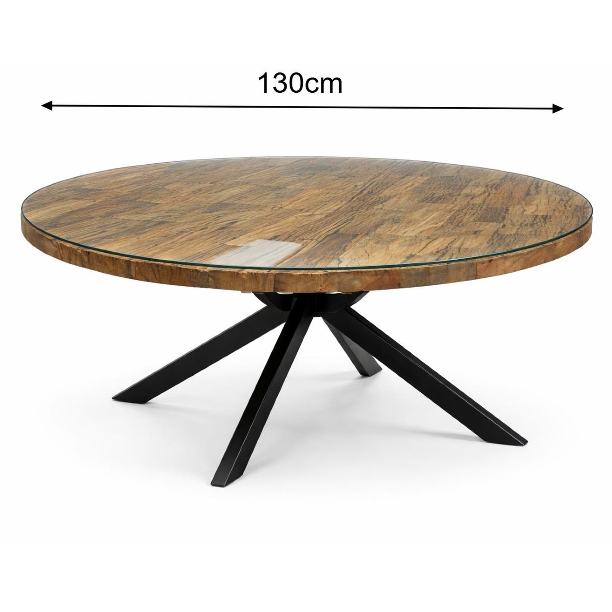 Voir la diapositive 5 : JLC KREATION Table à manger ronde en bois et verre 130cm KLASS