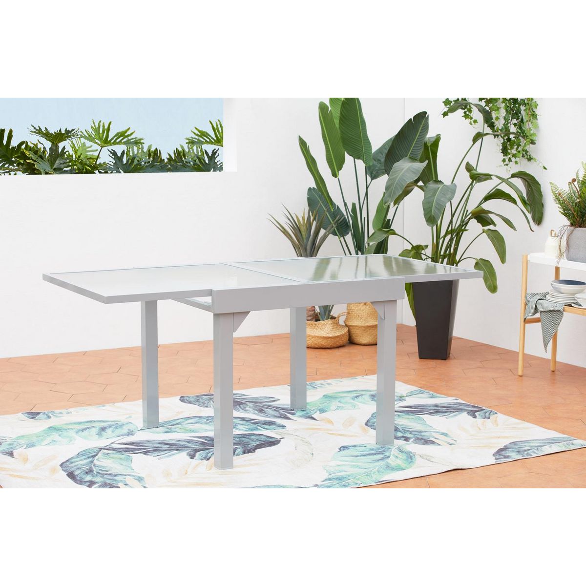 CONCEPT USINE Table de jardin extensible 8 places en aluminium MOLVINA