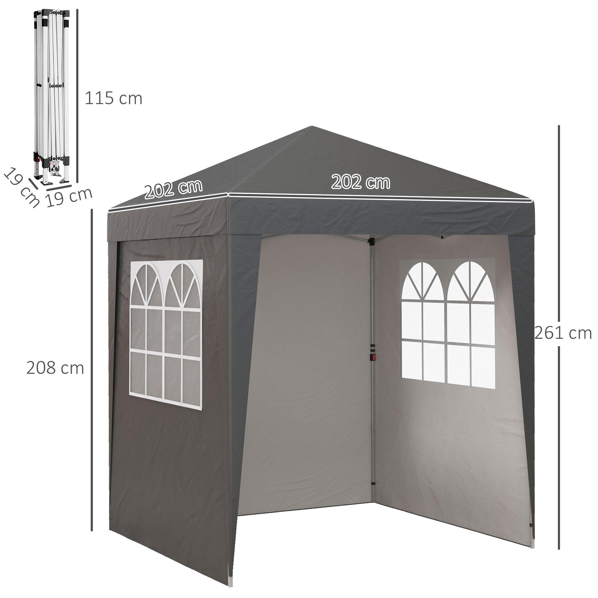Voir la diapositive 3 : OUTSUNNY Tonnelle de jardin pliante pop-up réglable anti-UV 30+ 4 sacs lestage sac de transport gris