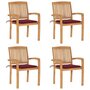 Voir la diapositive 1 : VIDAXL Chaises de jardin empilables avec coussins lot de 4 Teck solide