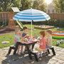 Voir la diapositive 6 : HOMCOM Table de pique-nique enfant bois avec parasol et 2 bacs