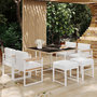 Voir la diapositive 4 : MERAX Salon de jardin 6 places avec table carrée, 4 fauteuils et 2 poufs