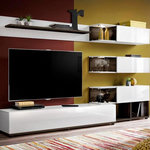 Paris Prix Meuble TV Design  Silk  240cm Blanc & Naturel