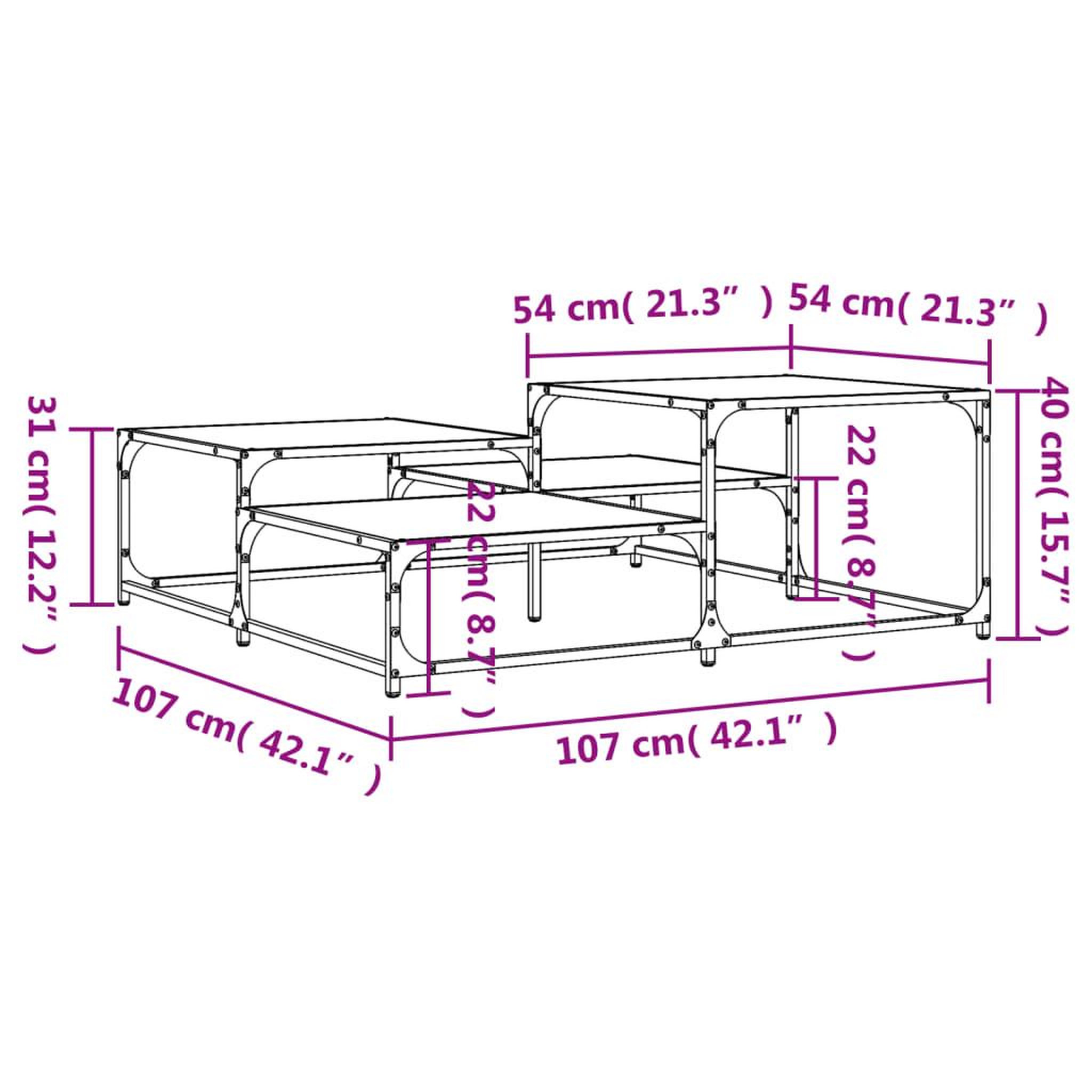 Voir la diapositive 6 : VIDAXL Table basse noir 107x107x40 cm bois d'ingenierie