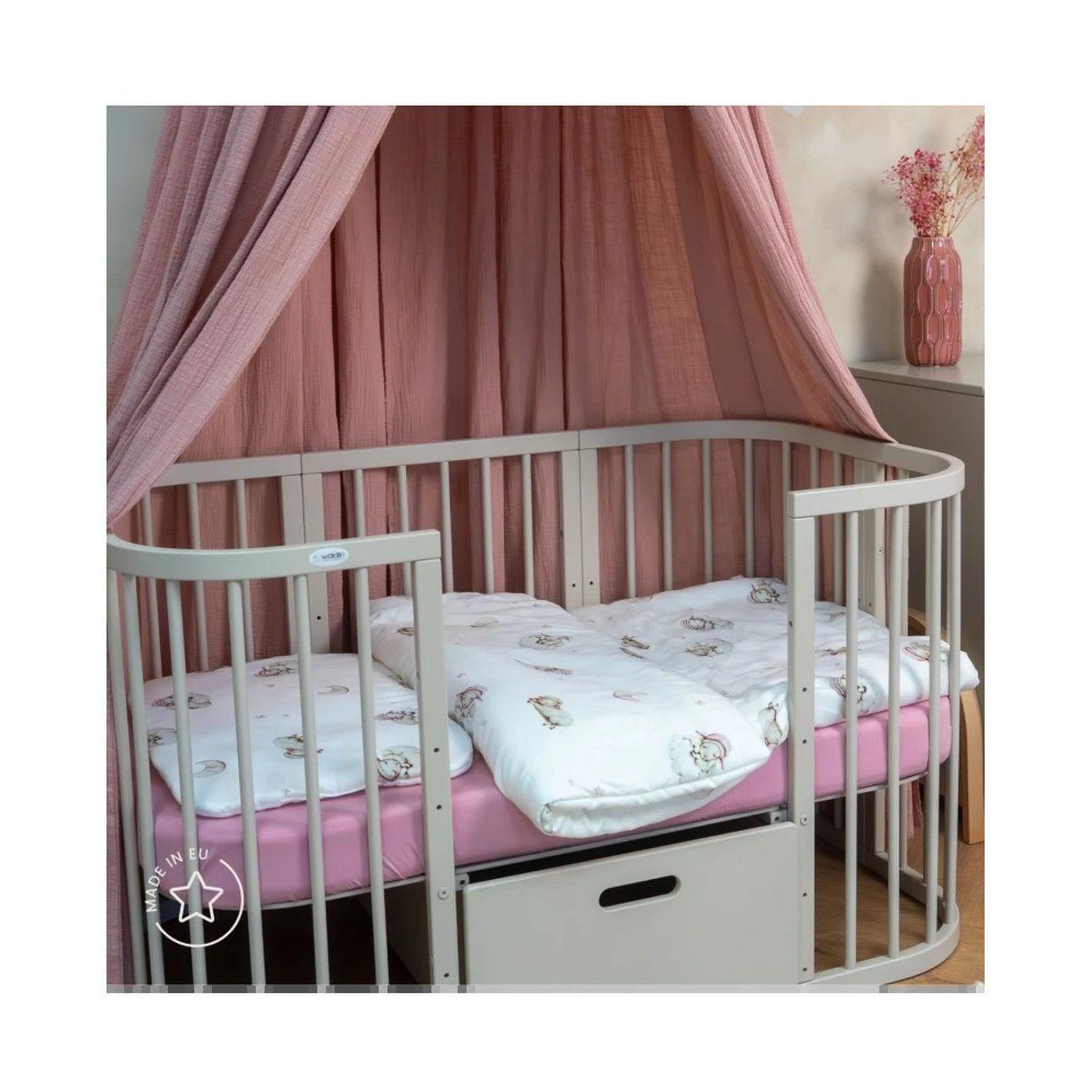 Voir la diapositive 2 : WALDIN Couette bébé 135 × 100 cm - motif berceuse, blanc