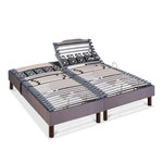 BELLECOUR BELLECOUR LITERIE | Ensemble Duo ATHENA | Sommiers électriques + Matelas Mémoire de forme. Coloris disponibles : Gris