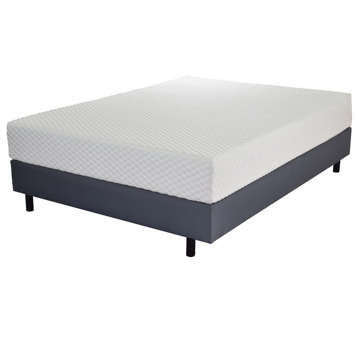 CROWN BEDDING Ensemble Matelas mousse mémoire et  mousse HR + sommier 140x190cm - VISCO 