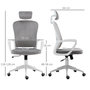 Voir la diapositive 3 : VINSETTO Fauteuil de bureau ergonomique en velours - 63 x 64 x 118-128 cm - gris clair