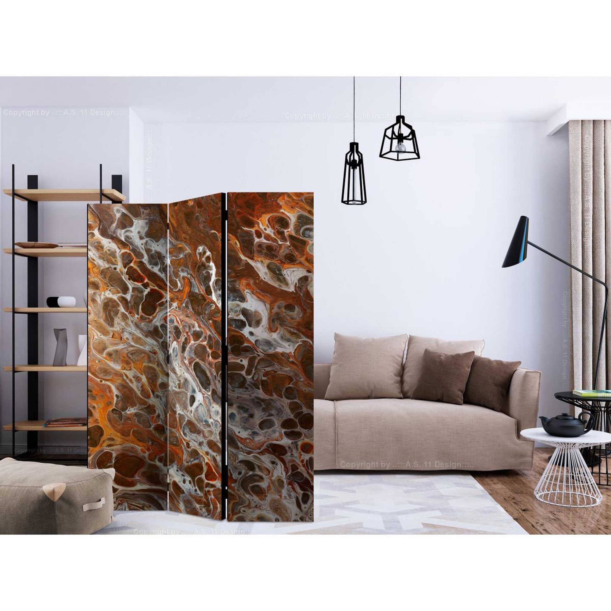 Voir la diapositive 2 : Paris Prix Paravent 3 volets  brown craters  135x172cm