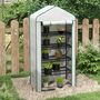Voir la diapositive 2 : OUTSUNNY Serre de jardin balcon 5 niveaux porte acier PE blanc