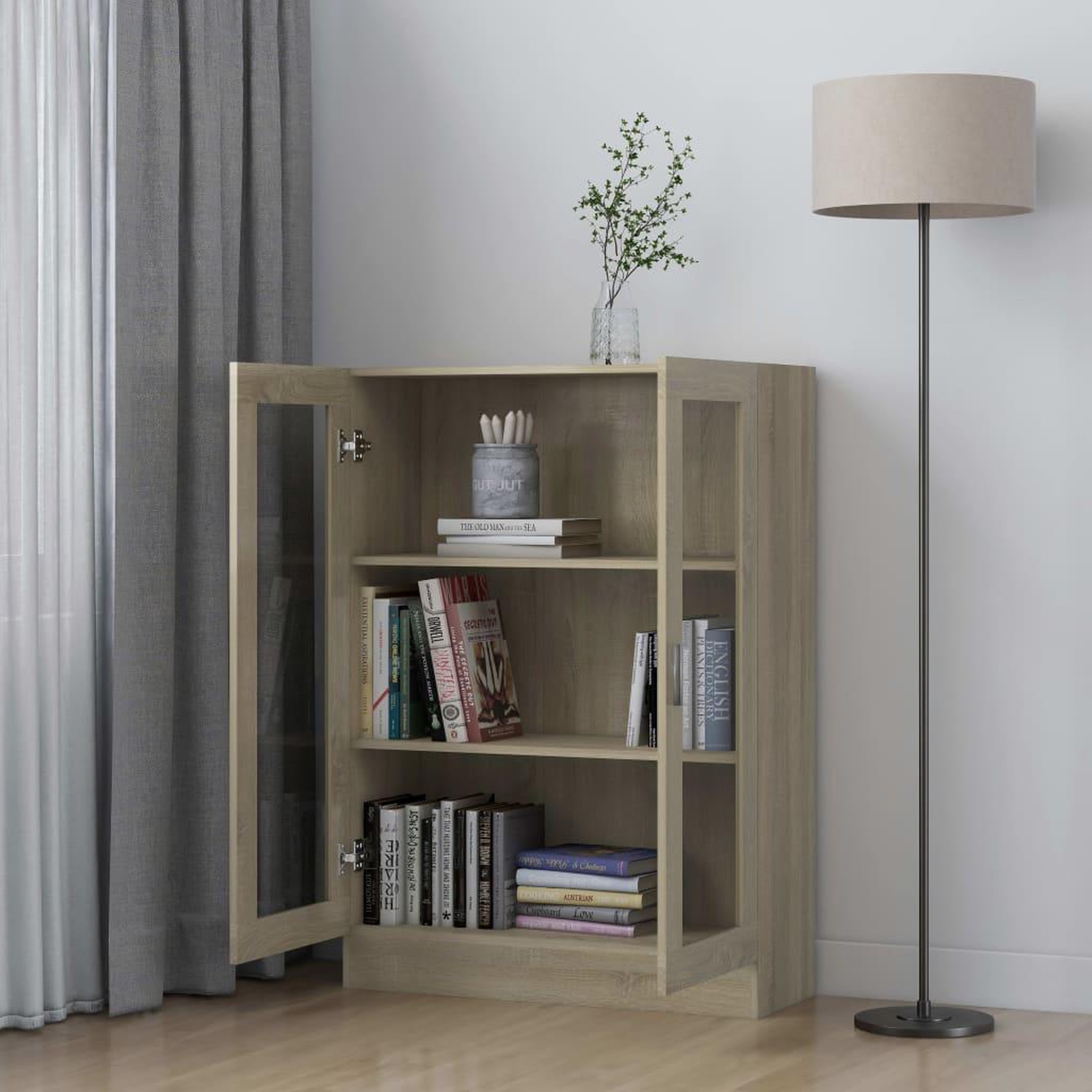 Voir la diapositive 3 : VIDAXL Armoire a vitrine Chene sonoma 82,5x30,5x115 cm Bois ingenierie