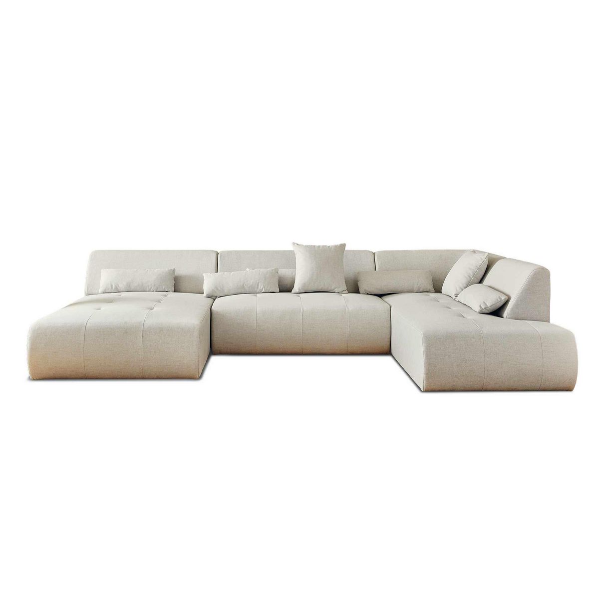 LISA DESIGN Onyx - canapé panoramique d'angle droit 7 places - en tissu