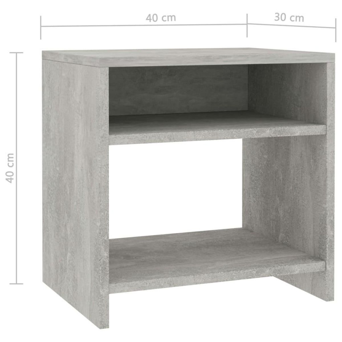 VIDAXL Table de chevet Gris beton 40x30x40 cm Bois d'ingenierie