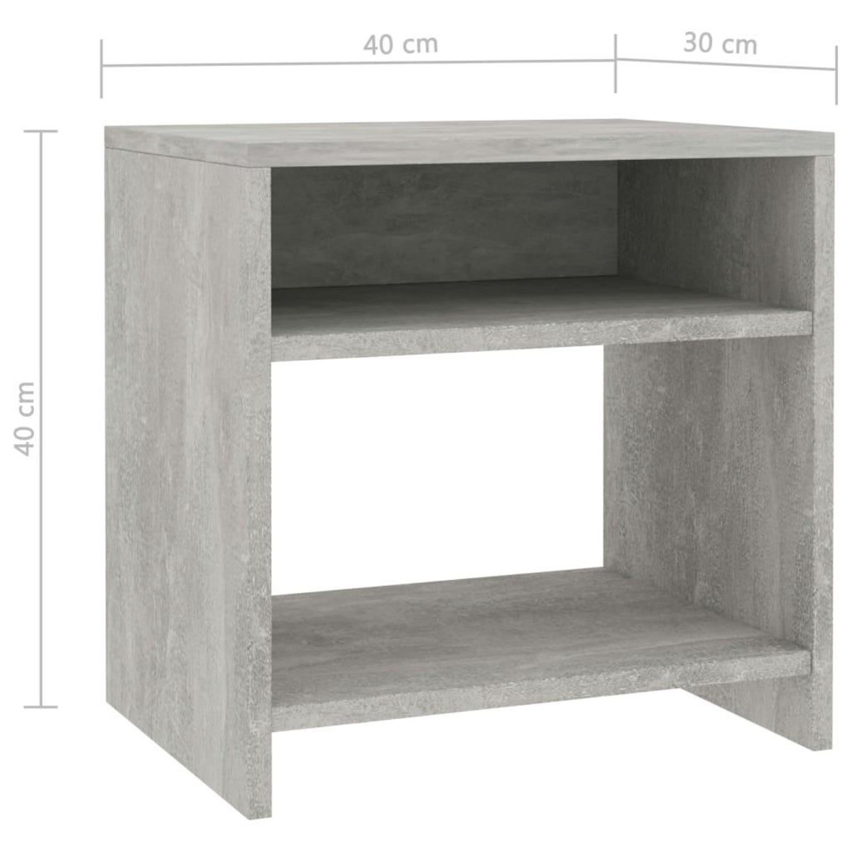 VIDAXL Table de chevet Gris beton 40x30x40 cm Bois d'ingenierie