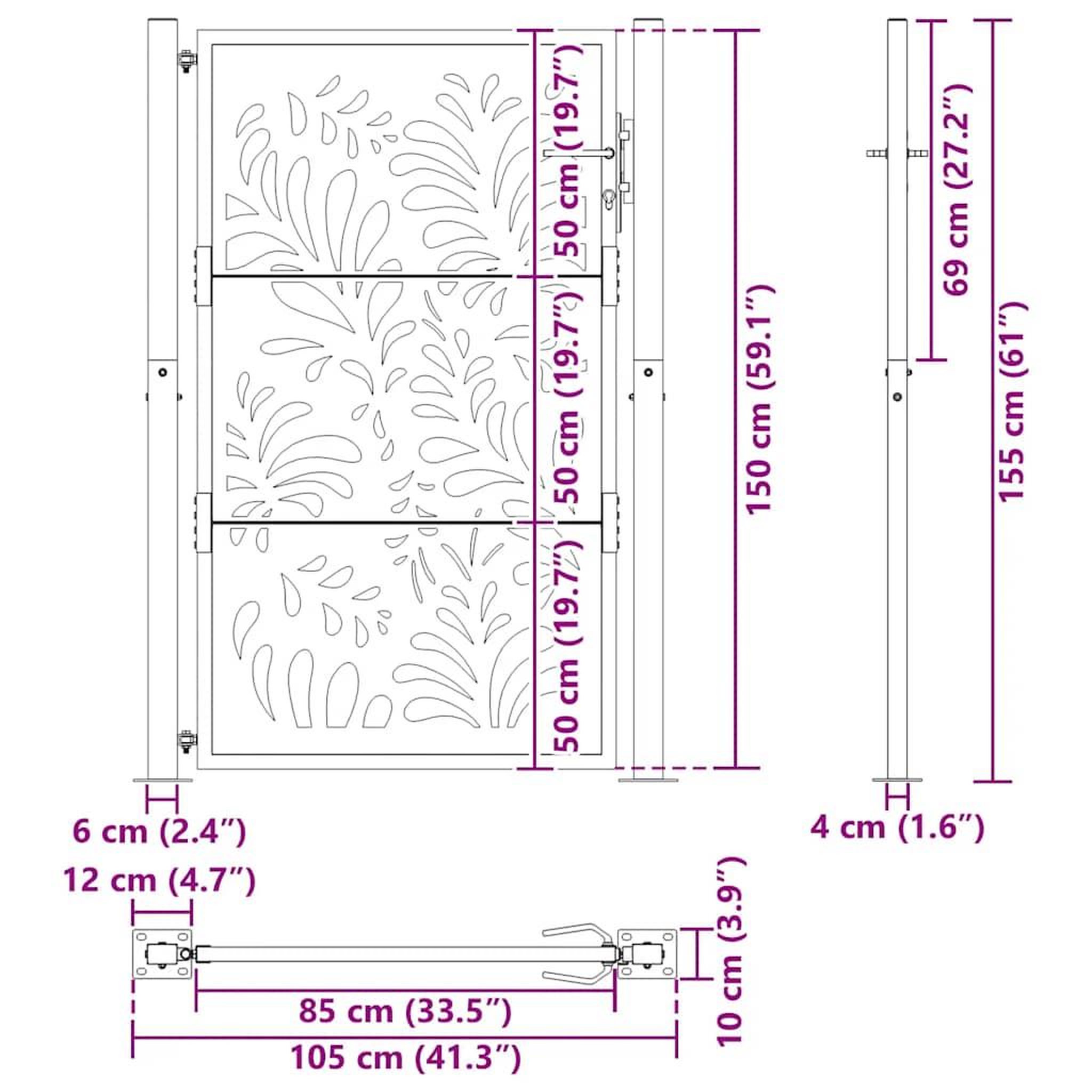 Voir la diapositive 6 : VIDAXL Porte de jardin acier resistant aux intemperies design vagues