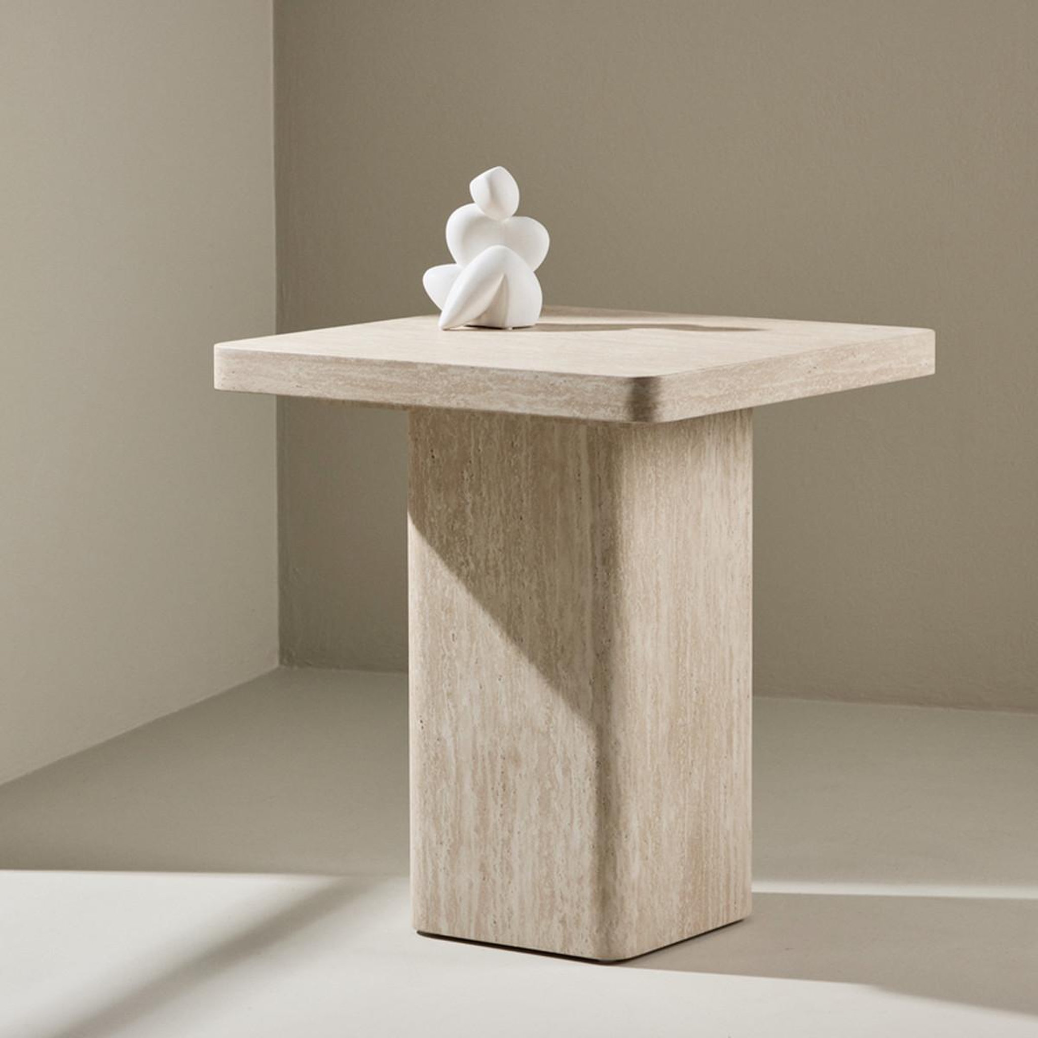 Voir la diapositive 4 : Paris Prix Table d'Appoint Effet Travertin  Qvart  56cm Beige