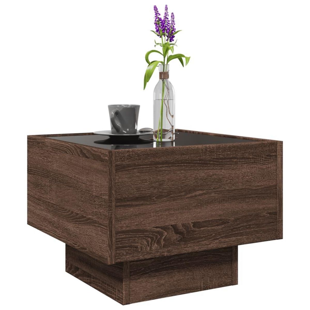 VIDAXL Table d'appoint et LED chene marron 40x40x30 cm bois ingenierie