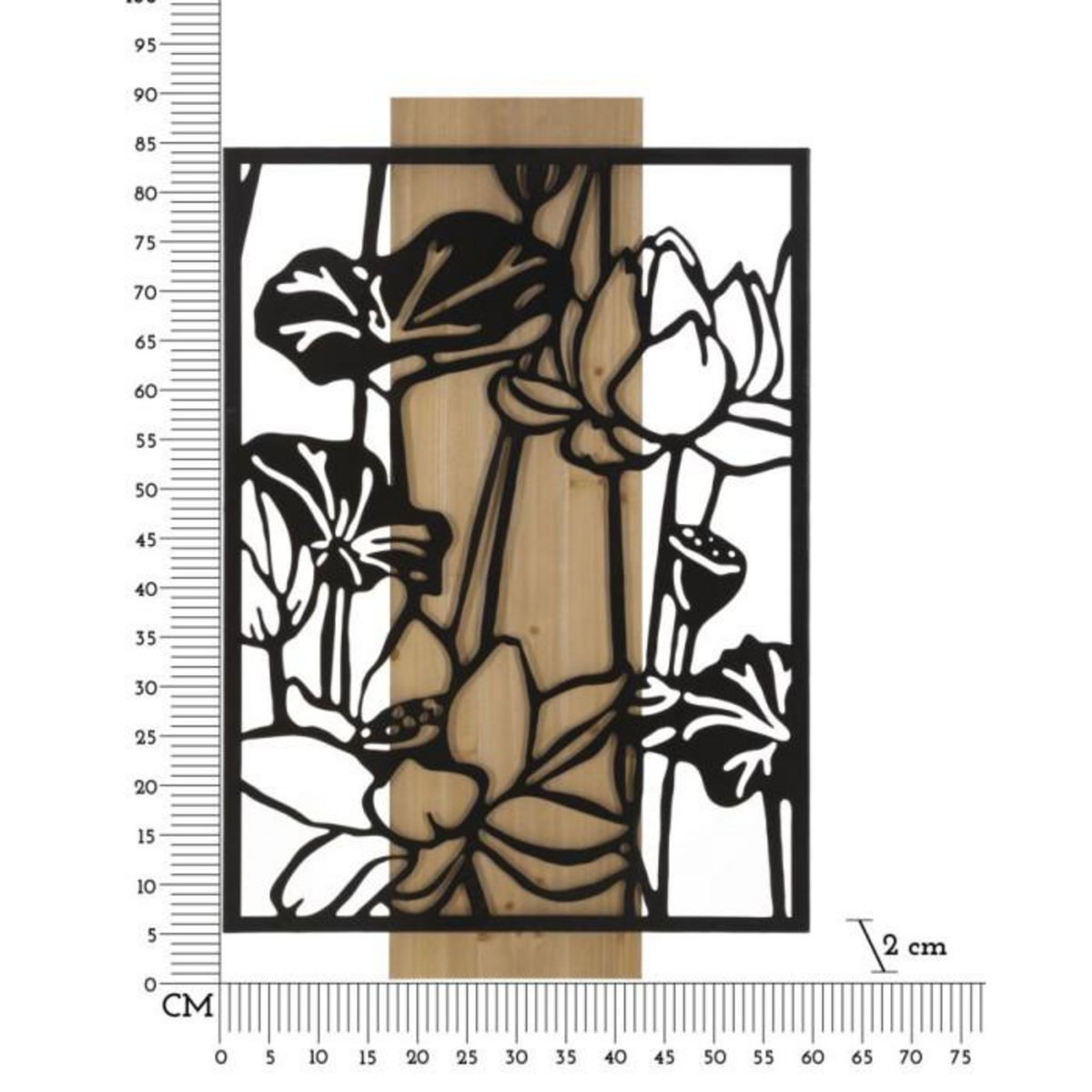 Paris Prix Décoration Murale Encadrée  Lotus  90cm Noir & Naturel