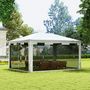 Voir la diapositive 2 : OUTSUNNY Tonnelle barnum style colonial dim. 4L x 3l x 2,55H m 4 moustiquaires blanc et noir