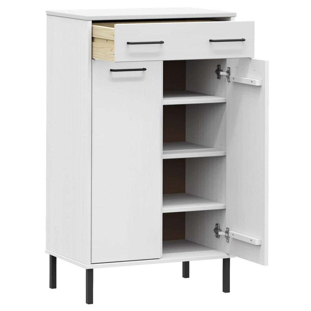 VIDAXL Etagere a chaussures et pieds en metal Blanc Bois de pin OSLO