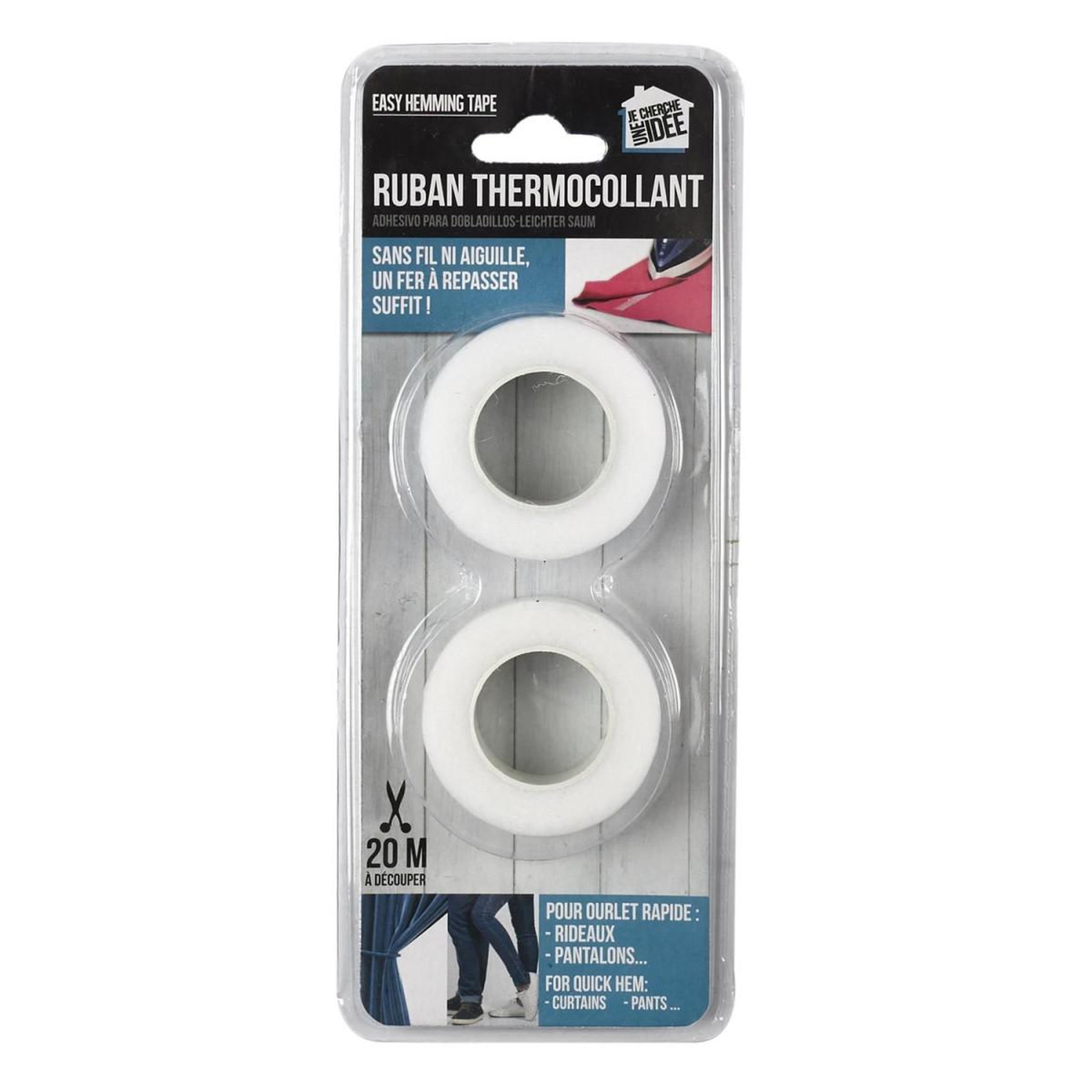 Voir la diapositive 3 : Je cherche une idee Lot de 2 rubans thermocollant  ourlet  20m blanc