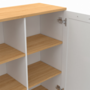 Voir la diapositive 6 : ID MARKET Buffet d'appoint 70 cm VITO 3 étagères et placard blanc et plateau bois