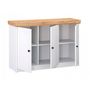 Voir la diapositive 2 : HomeStyle4U Commode moderne en bois massif avec finition blanche et chêne - 123 x 82 x 42 cm