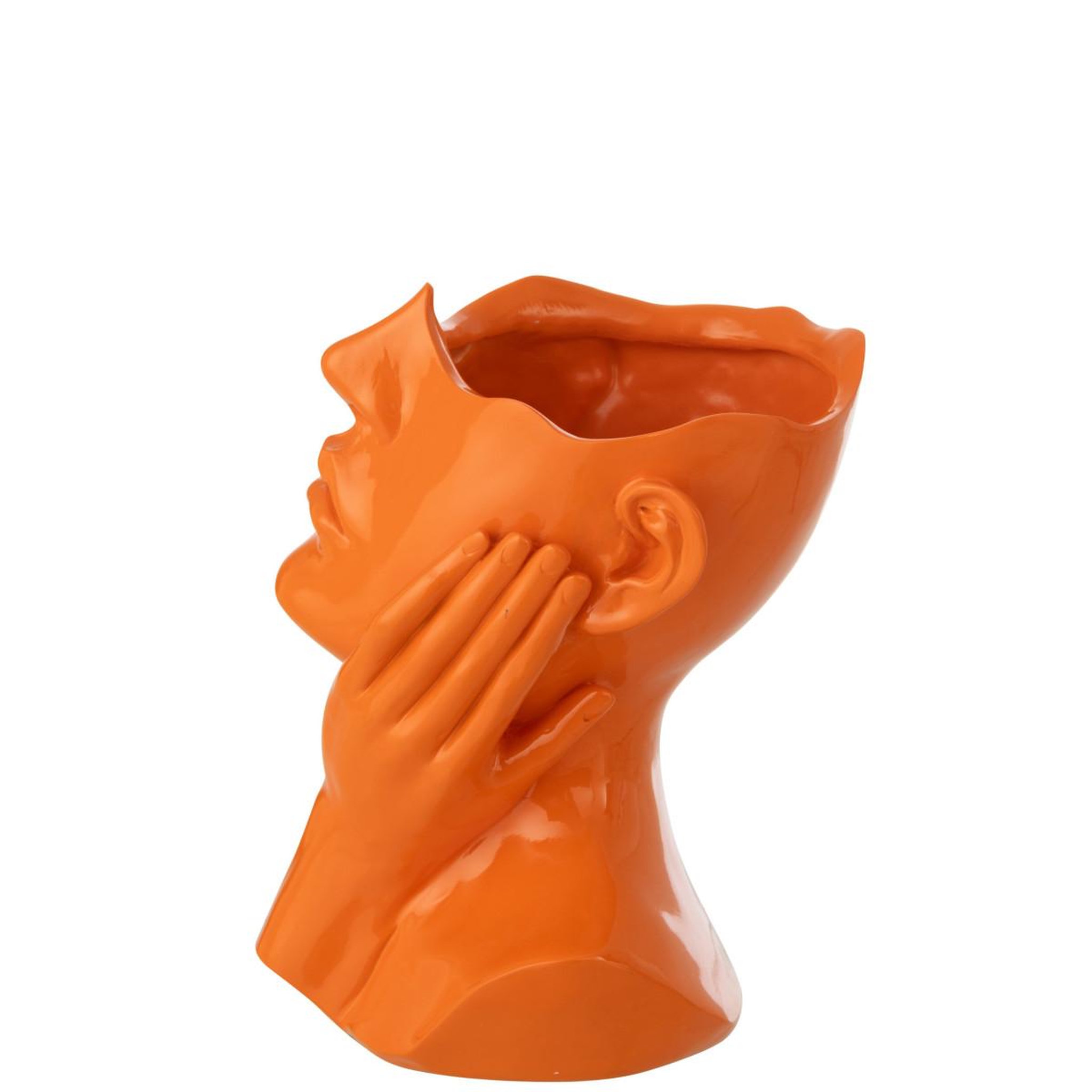 Voir la diapositive 4 : J-LINE Cache-pot buste de femme  muse  27cm orange