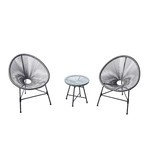 CONCEPT USINE Salon de jardin 2 fauteuils ronds et table basse gris ACAPULCO