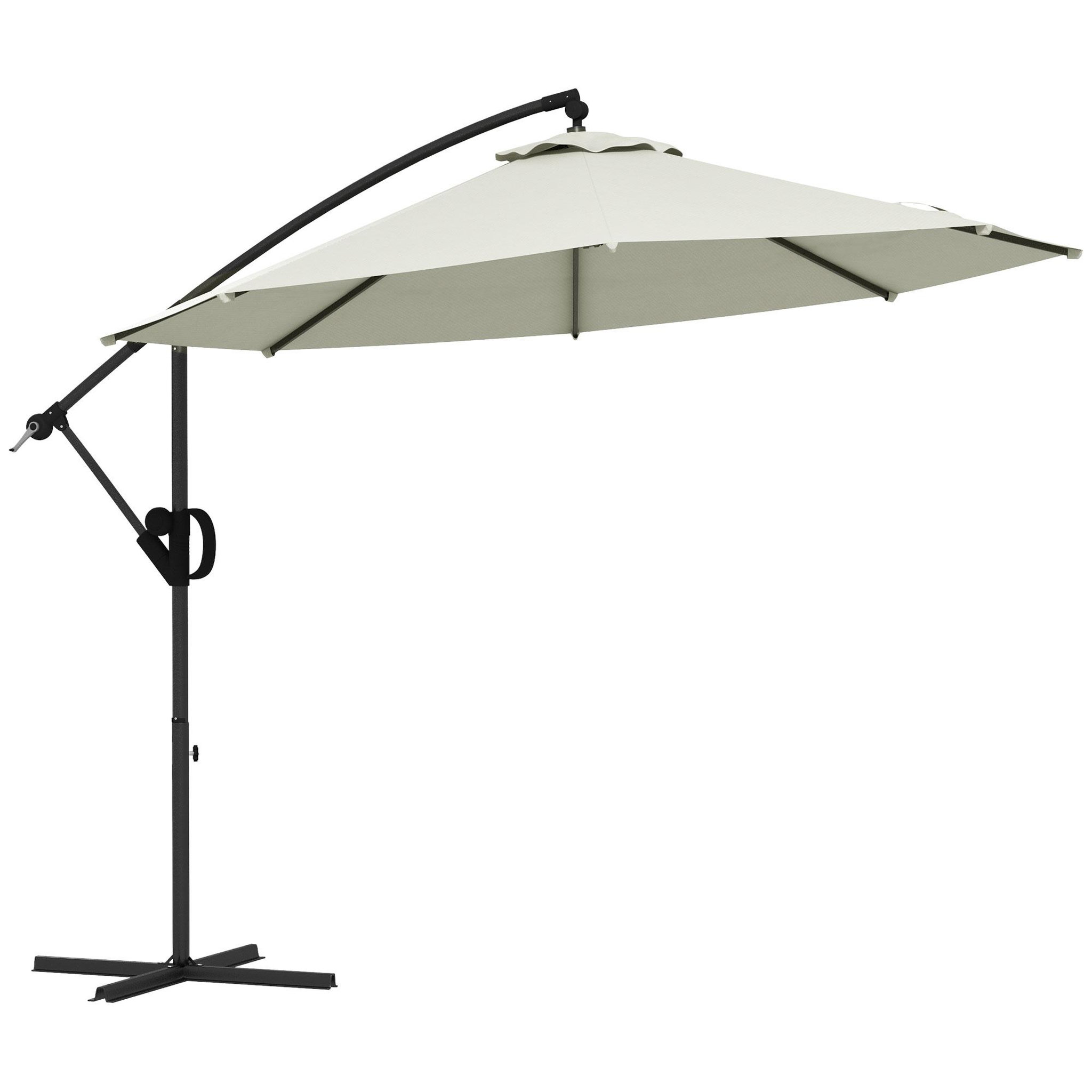Voir la diapositive 1 : OUTSUNNY Parasol déporté octogonal inclinable Ø 2,93 x 2,60 m avec pied métal époxy alu crème