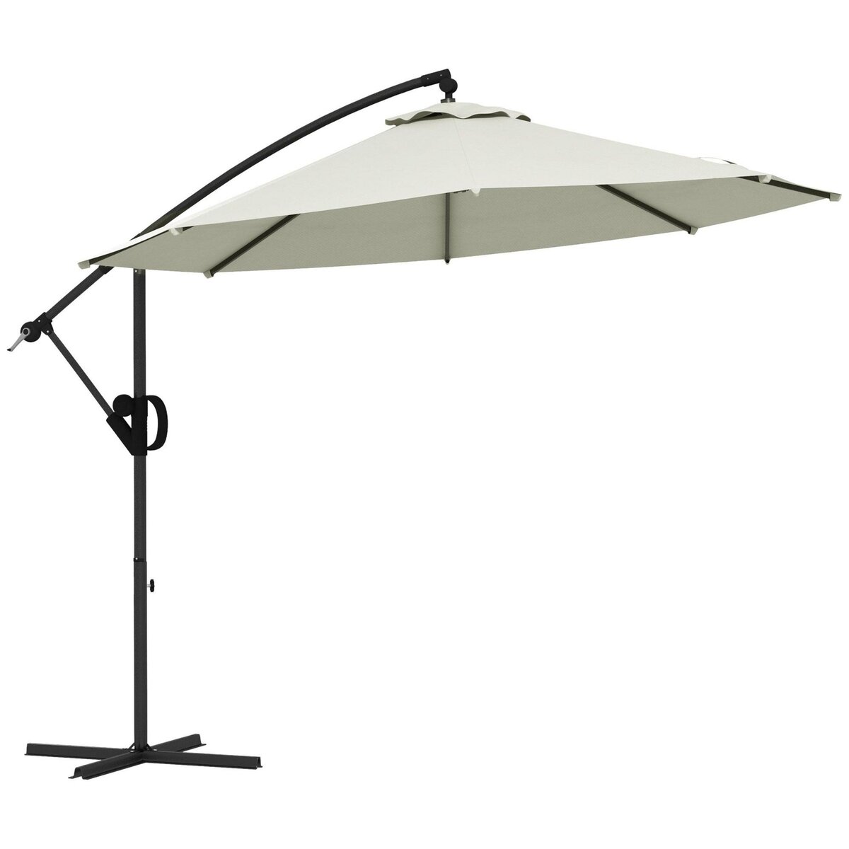 OUTSUNNY Parasol déporté octogonal inclinable Ø 2,93 x 2,60 m avec pied métal époxy alu crème