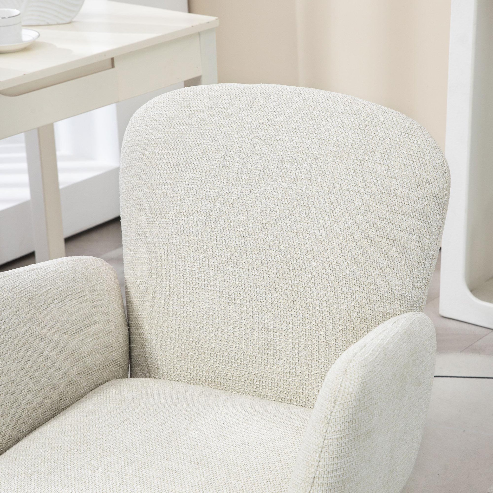 Voir la diapositive 4 : HOMCOM Chaise de bureau design ergonomique réglable pivotante piètement chromé aspect lin écru