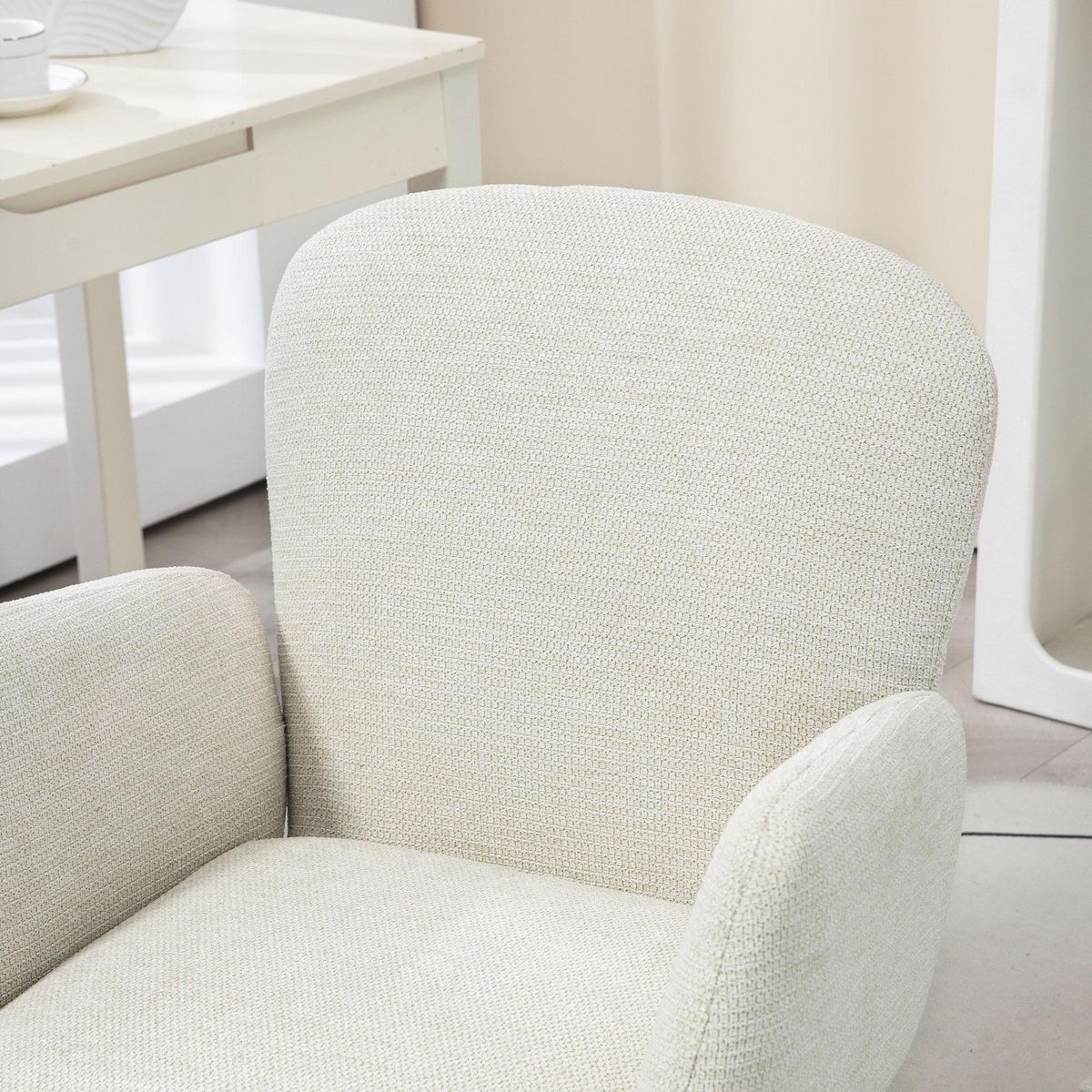 HOMCOM Chaise de bureau design ergonomique réglable pivotante piètement chromé aspect lin écru