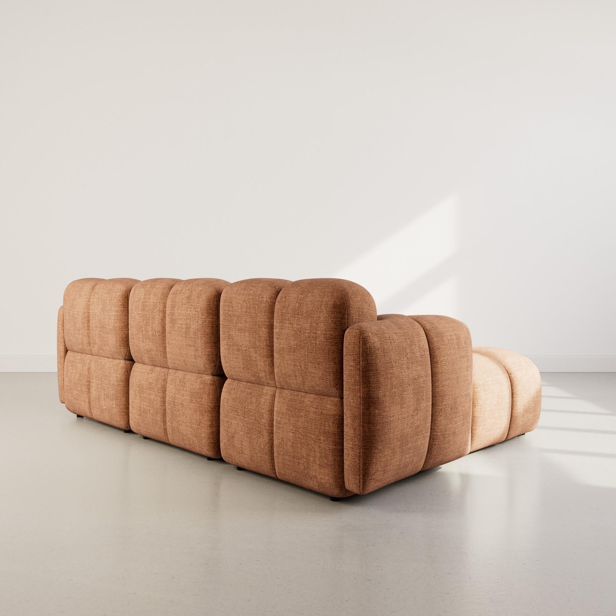 Voir la diapositive 5 : BEST MOBILIER Grace - canapé modulable d'angle réversible 4 places en velours texturé