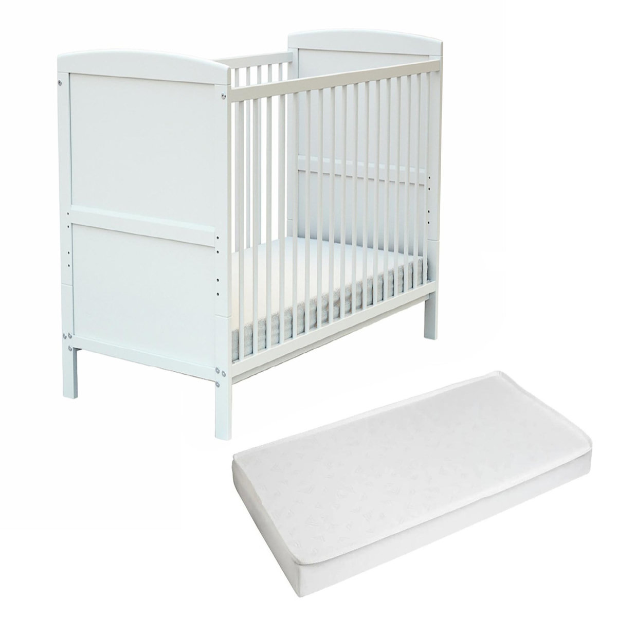 AT4 Lit bébé évolutif avec matelas ESSENTIEL 60 x 120 cm en bois